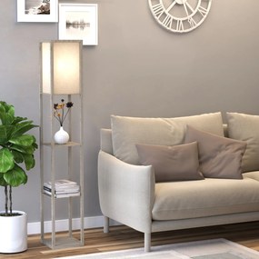HOMCOM Lampă de podea cu rafturi integrate, Suport E27, 40W, Design Modern din MDF, 26x26x160cm, Stejar | Aosom Romania
