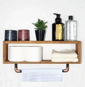 Suport prosop din lemn-metal Industrial Homs,seria wood 48x10 x 25 cm,700165