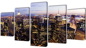 vidaXL Set tablouri pânză cu vedere panoramică orizont new york, 200 x 100 cm