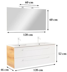 Mobilier complet de baie Vario Clam 120 stejar-alb