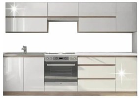 Bucatarie, 2,6 m, GLOBAL300 - alb/stejar sonoma