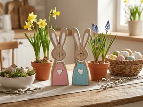 Iepuras din lemn LAPINA XL cu haine colorate, 18 cm Culoare: Albastru