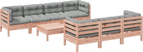 vidaXL Set canapele grădină cu perne 8 locuri, lemn masiv brad douglas