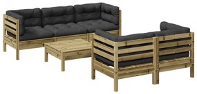 3299296 vidaXL Set canapele de grădină cu perne, 6 piese, lemn de pin tratat