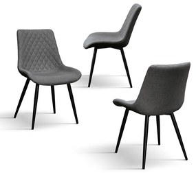 SET 4 Scaune Point tesatura, structura metalica - GRI - STANDARD