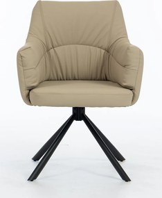 HR840 BAZĂ STEA Scaun Crem Piele Ecologica Premium Soft cu Bază Neagră