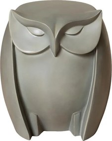 Măsuță laterală din rășină gri, formă de bufniță, finisaj mat, 39×33×32 cm, „Owl"