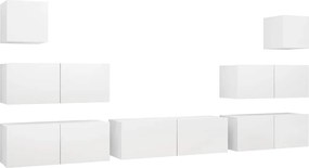vidaXL Set dulapuri TV, 7 piese, alb, lemn prelucrat