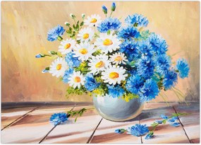 Tablou pictat cu vaza și flori (70x50 cm)