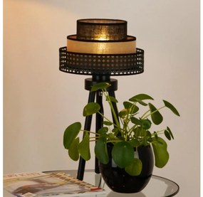 Brilagi - Lampă de masă DAKOTA LUNETA 1xE27/15W/230V negru/ratan