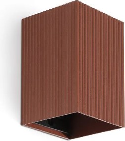 Aplica perete aluminiu striat maro teracota, 1xGU10, LUNE square