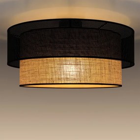 Plafonieră BORHO 1xE27/60W/230V Ø 40 cm negru/jută