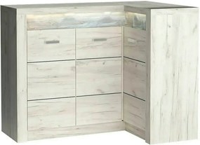Comoda INDIANAPOLIS I15 dreapta, stejar craft alb, PAL laminat, cu 3 u