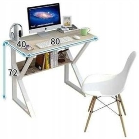 Birou cu raft in decor stejar SHAPE 80x40 cm