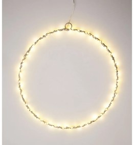 Decorațiune de Crăciun luminoasă Cerc, 30 cm,argintiu, LED alb cald, cu baterii