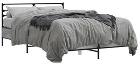 3280080 vidaXL Cadru de pat, gri sonoma, 140x190 cm, lemn prelucrat și metal