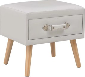 vidaXL Noptieră, alb, 40 x 35 x 40 cm, piele ecologică