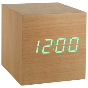 Ceas cu alarmă "Cube Click", fag / verde - Gingko