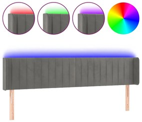 vidaXL Tăblie de pat cu LED, gri închis, 163x16x78/88 cm, catifea