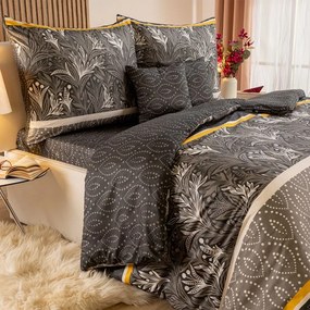 decoDoma Set lenjerii de pat pentru familii din microfibră GRACIOSA maro, cu cearceafuri și fețe de pernuțe