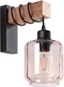 Brilagi - Aplica de perete WOOD GLASS 1xE27/60W/230V pin/negru/bej fumuriu