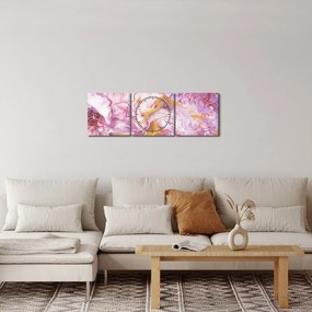 Tablou - Abstract roz (cu ceas) (90x30 cm)