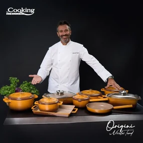 Cratiță din aluminiu turnat cu capac 26x8 cm, 3.4L – Cooking by Heinner, Colecția Origini HR-BJK-CR26, strat antiaderent, eficiență termică