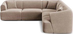 Colțar maro deschis cu tapițerie din catifea Campi – Cosmopolitan Design