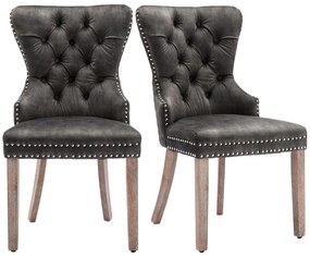 Set de 2 scaune de sufragerie tapițate în catifea, Gri | Aosom Romania