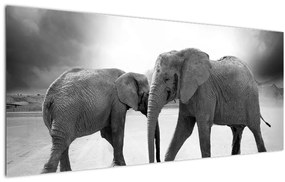 Tablou cu elefanți (120x50 cm), în 40 de alte dimensiuni noi