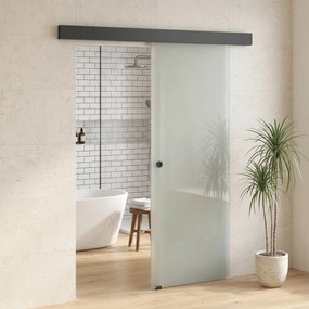 HOMCOM Ușă Glisantă de Interior din Sticlă Temperată Sablată cu Șină Silențioasă, Ghidaj, Kit Feronerie, Transparentă | Aosom Romania