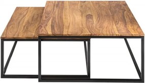 Set de 2 masute design industrial Elements Sheesham