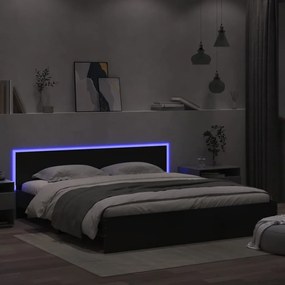 3207582 vidaXL Cadru de pat cu tăblie și LED, negru, 200x200 cm