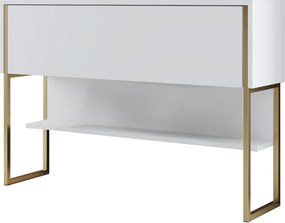 Consola LUXE, alb/auriu, PAL melaminat/metal, 120x30x80 cm