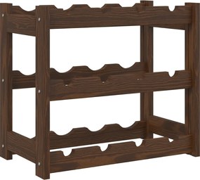 vidaXL Suport sticle de vin, 12 sticle, maro, lemn masiv de pin