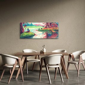 Tablou - Acuarelă, Golf într-un sat de munte (120x50 cm)