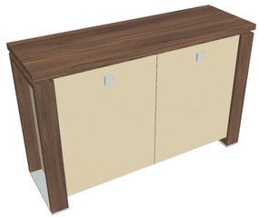 Dulap mic Verno+ S 140 x 46 x 90 cm, uși de sticlă, nuc / vanilie