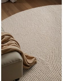 Covor în culoare naturală deschisă, țesut manual, rotund, din lână ø 120 cm Eleni Natural White – Hanse Home