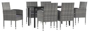 3203333 vidaXL Set mobilier de grădină, 7 piese, gri&negru, poliratan și oțel