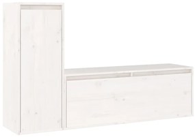 3100115 vidaXL Comode TV, 2 buc., alb, lemn masiv de pin