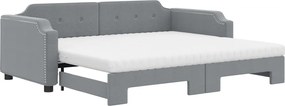 vidaXL Pat de zi cu extensie și saltele, gri deschis, 80x200 cm textil