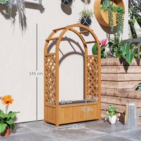 Outsunny Jardiniere înălțată ghiveci de plantare cu grilaj, acoperiș arcuit spalier ghiveci din lemn 83 x 36 x 145cm Maro deschis | Aosom Romania