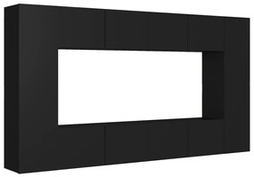 3078774 vidaXL Set dulapuri TV, 8 piese, negru, lemn prelucrat