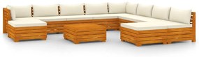 3087295 vidaXL Set mobilier grădină cu perne, 11 piese, lemn masiv de acacia