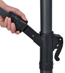 Umbrelã "Brazilia" 3 m cu iluminare LED crem, cu deschidere si suport gri