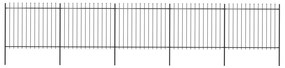 Gard de gradina cu varf sulita, negru, 8,5 x 1,5 m, otel 1, 1.5 m, 8.5 m