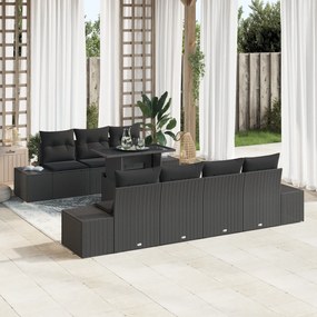 vidaXL Set de canapele pentru grădină 8 pcs Negru 100 x 55 x 73 cm
