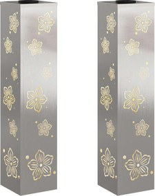 vidaXL Lumină LED Solară pentru Alei 2 pcs Argintiu Oţel inoxidabil