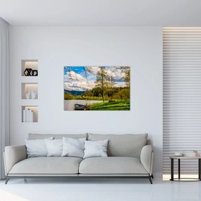 Tablou - Barcă pe lac (90x60 cm)