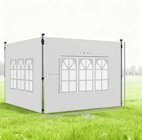 Outsunny Panouri Laterale pentru Foisor cu Fereastra pentru Foisor Pliabil de 3x3(m) sau 3x4m, 2 Bucati de Rezerva Laterale, Alb | Aosom Romania